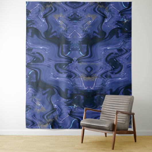 Galaxy Swirl Blue Glitter Abstract kosmisch patroo Wandkleed (In situ)