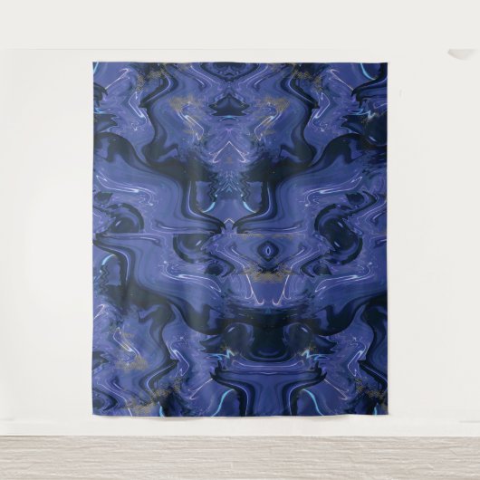 Galaxy Swirl Blue Glitter Abstract kosmisch patroo Wandkleed (Voorkant)