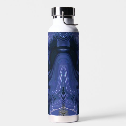 Galaxy Swirl Blue Glitter Abstract kosmisch patroo Waterfles (Links)