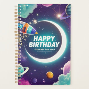 Galaxy thème heureux croissant d'anniversaire lune