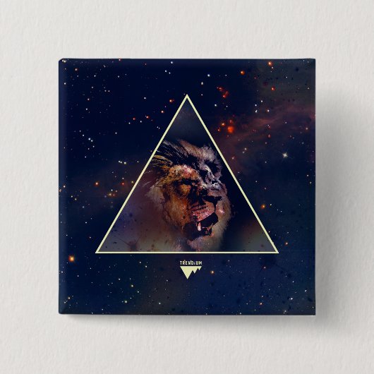 Galaxy Triangle Lion Head - Trendium Authentic Vierkante Button 5,1 Cm (Voorkant)