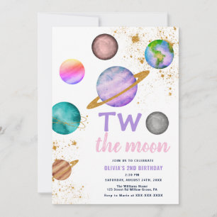 Galaxy Two the Moon 2de verjaardags uitnodiging