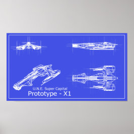 Galaxy U.N.E Prototype X-1 Blueprints Poster