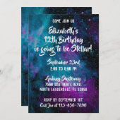 Galaxy Universe Birthday Invite Kaart (Voorkant / Achterkant)