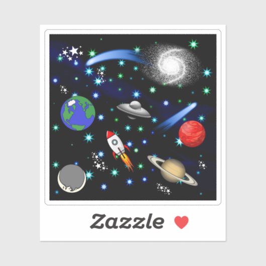 Galaxy Universe - Planten, sterren, komets, rakett Sticker (Vel)
