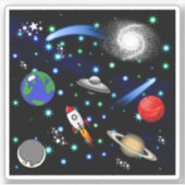 Galaxy Universe - Planten, sterren, komets, rakett Sticker (Voorkant)