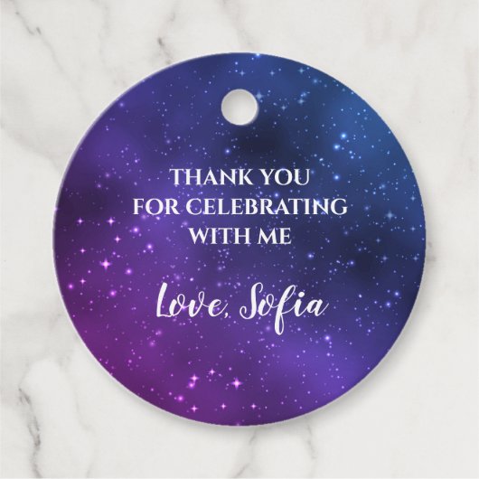 Galaxy Verjaardag Dank u Label Universum Paarse (Voorkant)