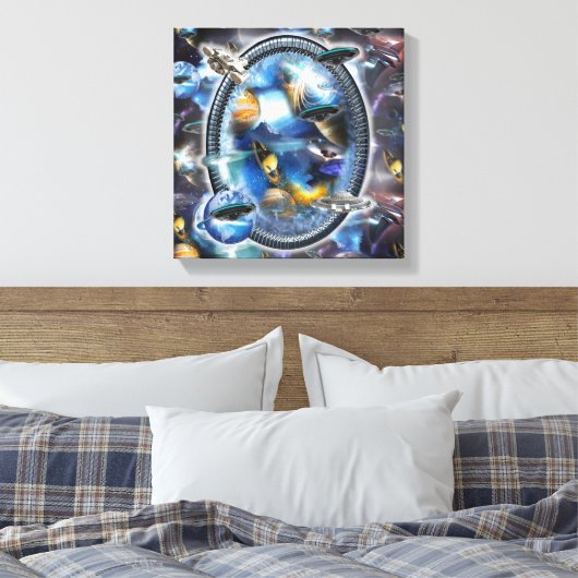 Galaxy Visitors in Space Canvas Afdruk (Insitu (Slaapkamer))