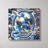 Galaxy Visitors in Space Canvas Afdruk (Voorkant)