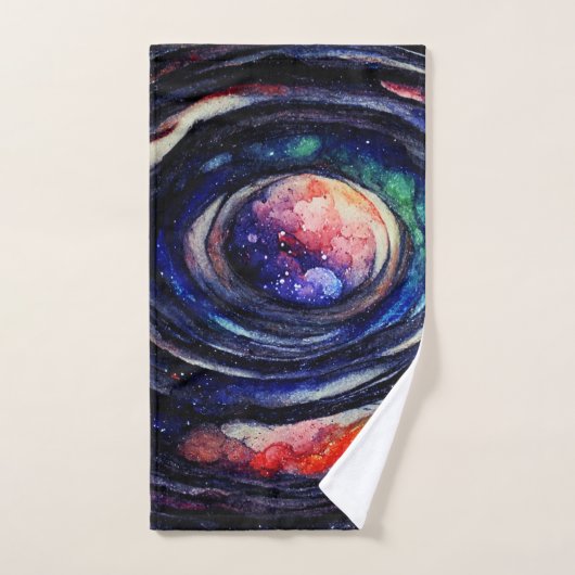 Galaxy Watercolor Space Planet Solar System Handdoek (Handdoek)