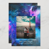 Galaxy-Waterverf | Datum opslaan Save The Date (Voorkant / Achterkant)