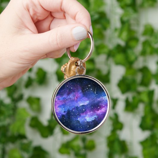 Galaxy Waterverf Paarse Gift voor Tiener Sleutelhanger (Hand)