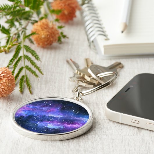 Galaxy Waterverf Paarse Gift voor Tiener Sleutelhanger (Zijkant)