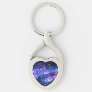 Galaxy Waterverf Paarse Tiener Gift Sleutelhanger