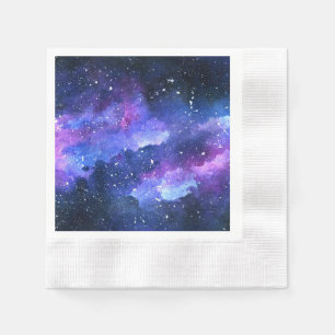 Galaxy Waterverf Paarse Tiener Party Servet