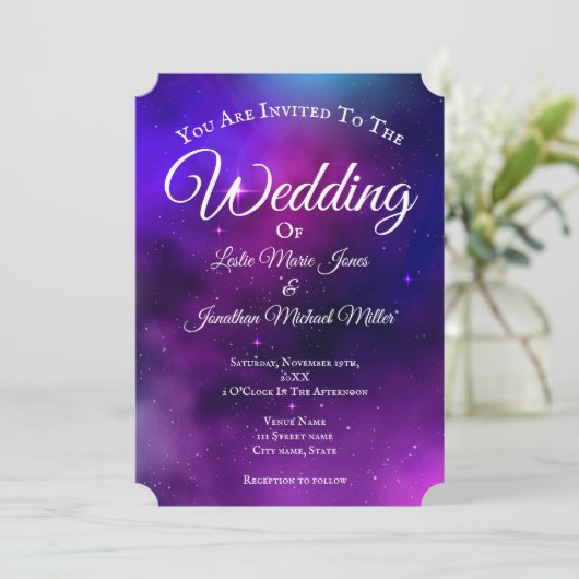 Galaxy Wedding Invitation Kaart (Staand voorkant)