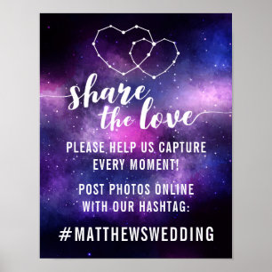 Galaxy Wedding Reception Stars Hashtag Fotobord Poster