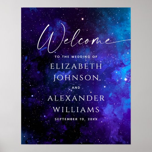 Galaxy Welcome Wedding Sign | Space Starry Night Poster (Voorkant)