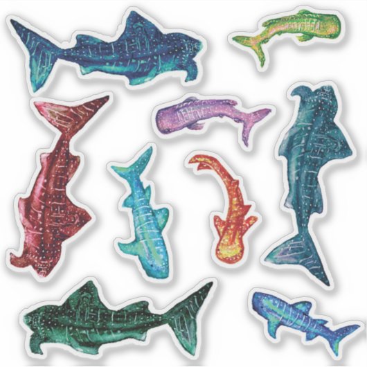 Galaxy Whale Sharks Sticker Blad (Voorkant)