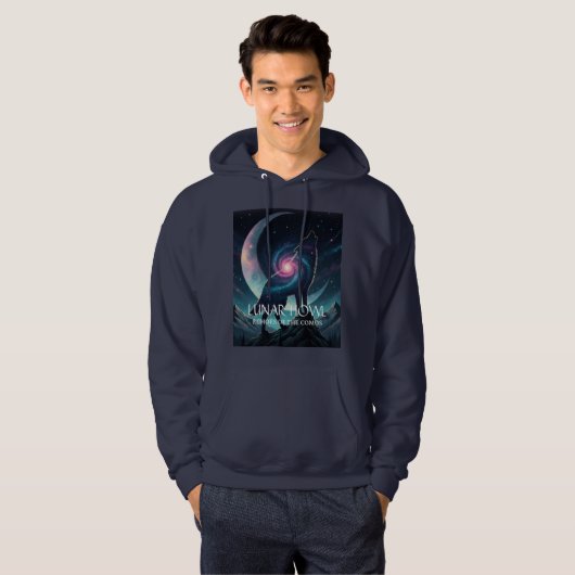 Galaxy Wolf Silhouette with Mystical Nebula Moon Hoodie (Voorkant volledig)