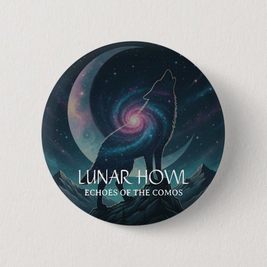 Galaxy Wolf Silhouette with Mystical Nebula Moon Ronde Button 5,7 Cm (Voorkant)
