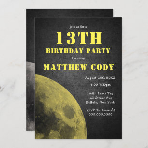 Galaxy Yellow Moon 13e anniversaire Invitations de