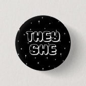 Galaxy Ze/Zij Pronouns Ronde Button 3,2 Cm (Voorkant)