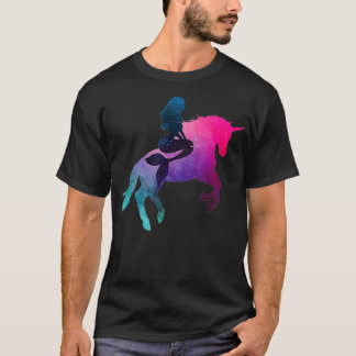 Galaxy Zeemeermin Riding Eenhoorn Voor Vrouwen En  T-shirt