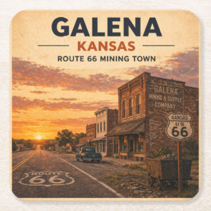 Galena Kansas Route 66 Mijnstad juicht Vierkante Kartonnen Onderzetter