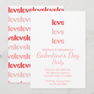 Galentijnsdag Party roze en rode typografie Kaart