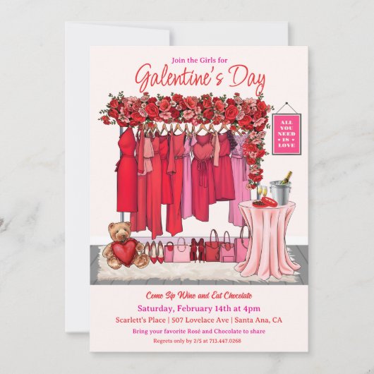 Galentijnsdag Valentijnsdag Uitnodiging (Voorkant)