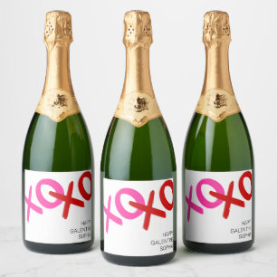 Galentijnse dag XOXO Knuffels en Kusjes Beste Vrie Sparkling Wijnetiket
