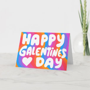 Galentine Bubble Letters Regenboog Groovy Retro Kaart
