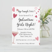 Galentine Girls Night Out Martini Pink Kaart (Staand voorkant)