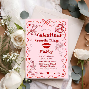 Galentine Hand Drawn Valentijn Girls Night Party Kaart