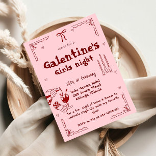 Galentine Hand Getekende Valentijn Meiden Avond Fe Feestdagenkaart