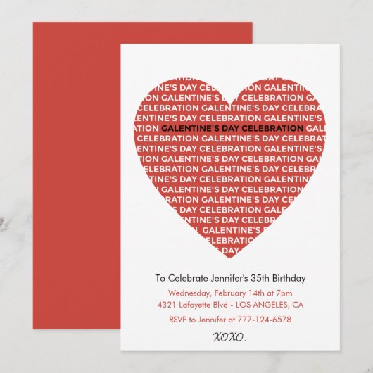 Galentine invitation xoxo valentines jour moderne (Devant / Derrière)