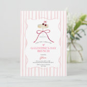 Galentine’s Day Brunch Invitation | Pink Stripe Kaart (Staand voorkant)