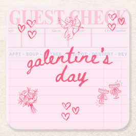 Galentine’s Day Valentine Girly Invitation Vierkante Kartonnen Onderzetter