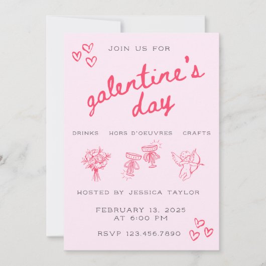 Galentine’s Day Valentines Girly Invitation (Devant)