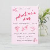 Galentine’s Day Valentines Girly Invitation (Debout devant)