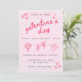 Galentine’s Day Valentines Girly Invitation (Debout devant)
