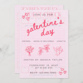 Galentine’s Day Valentines Girly Invitation (Devant / Derrière)