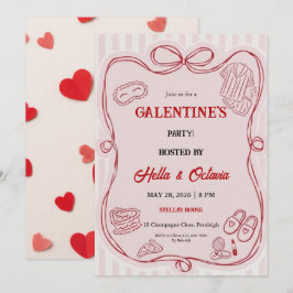 Galentine’s Party Invitation Printable, Pink & Red Kaart