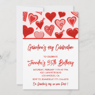 Galentine uitnodiging Brunch roze en rood Vrienden