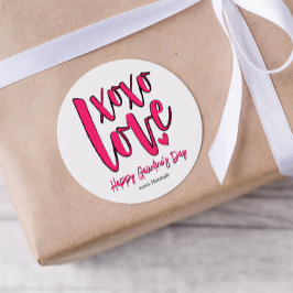 Galentinedag XOXO Love Bold Pink Ronde Sticker