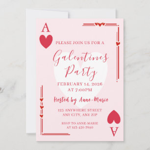 Galentines Aas Harten Meisjes Valentijns Uitnodigi Kaart