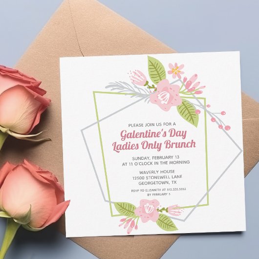 Galentines Brunch Chic Valentine's Day Invitation