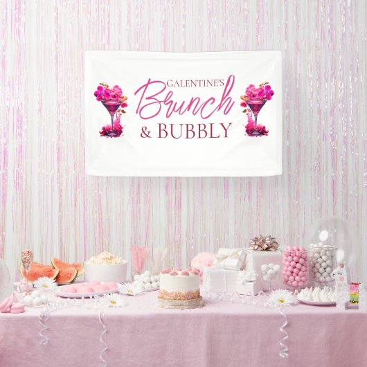 Galentine's brunch en bubbelbanier spandoek (Feest)