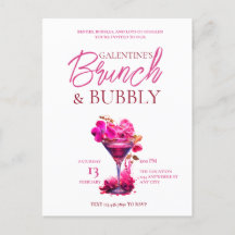 Galentine's Brunch en Bubble Invitation Briefkaart